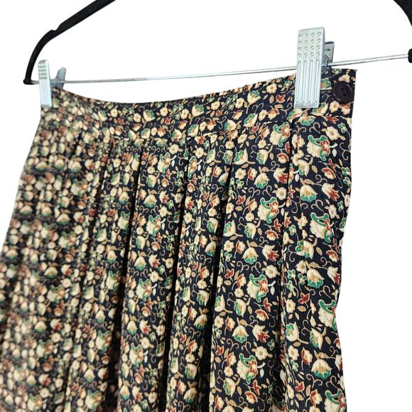 Justine Todd Womens Vintage Midi Skirt Size 6 Ditzy Floral Print Pleated Pockets - Picture 2 of 10